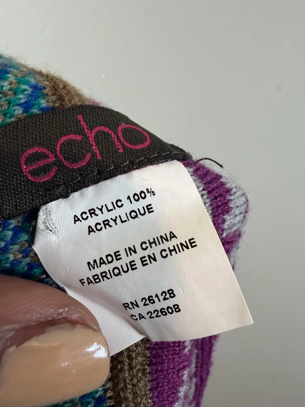 Echo Infinity Circle Scarf 12”x33” Purple Yellow Teal Multicolor Spring Boho
